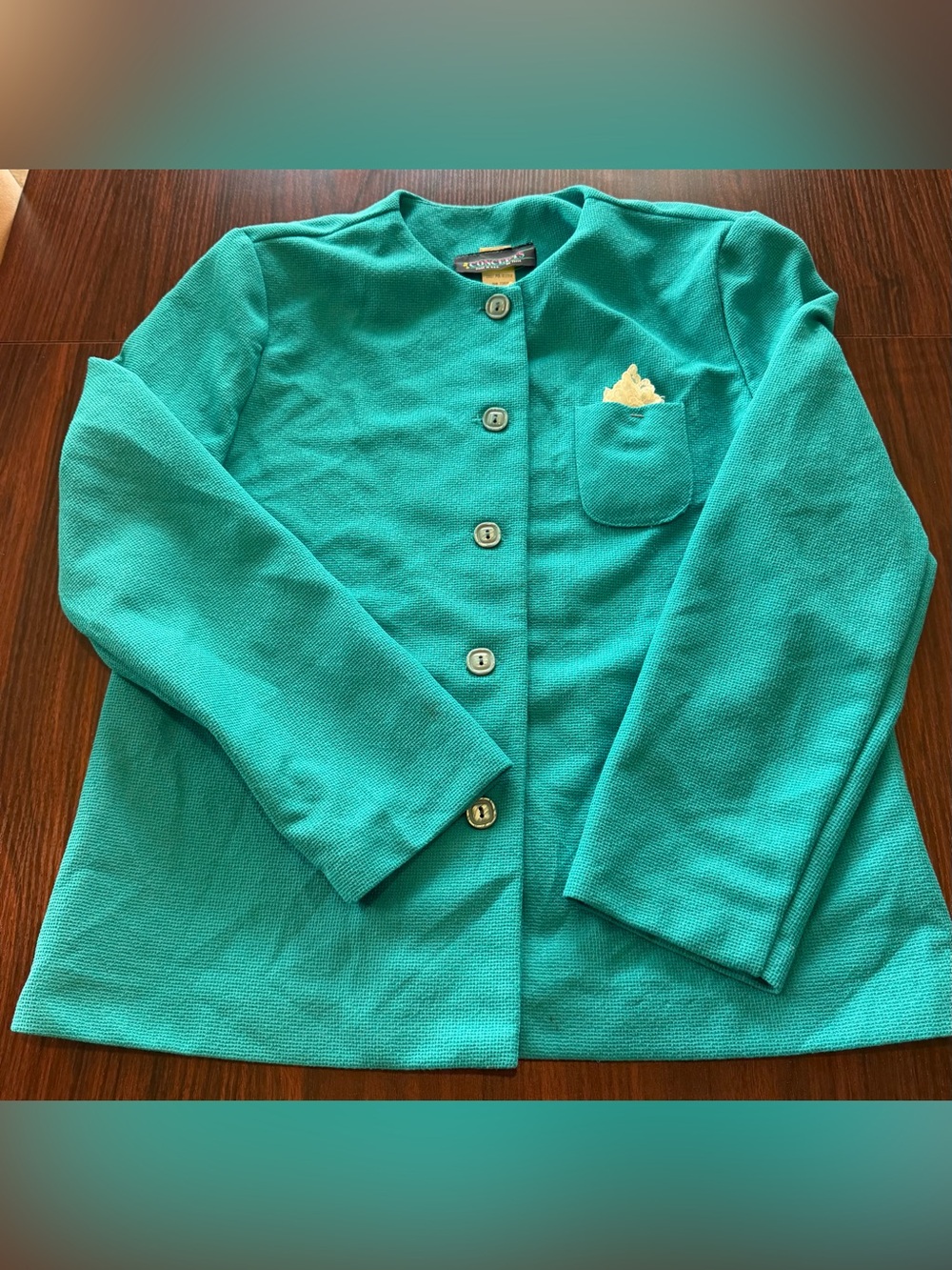 Concepts Vintage 80s Women’s Teal Jacket Textured Blazer Made in USA Size 14